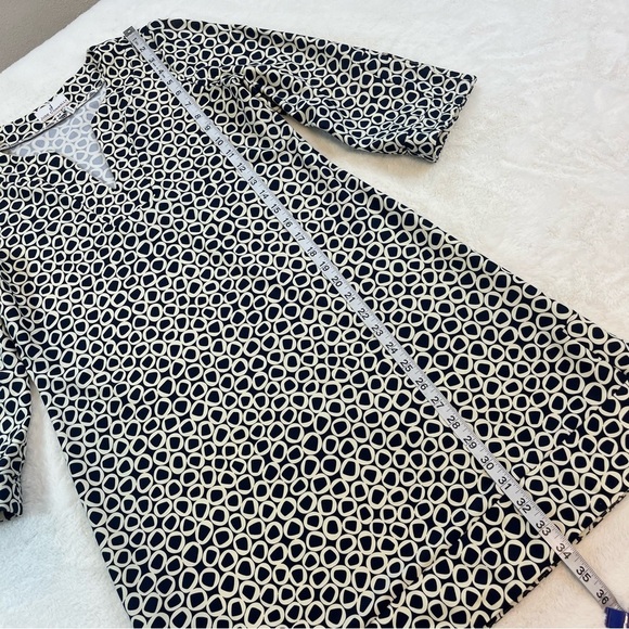 Jude Connally Medium MEGAN Tunic DRESS Blue Print  3/4 SLEEVES V-Neck Stretch - Picture 9 of 12